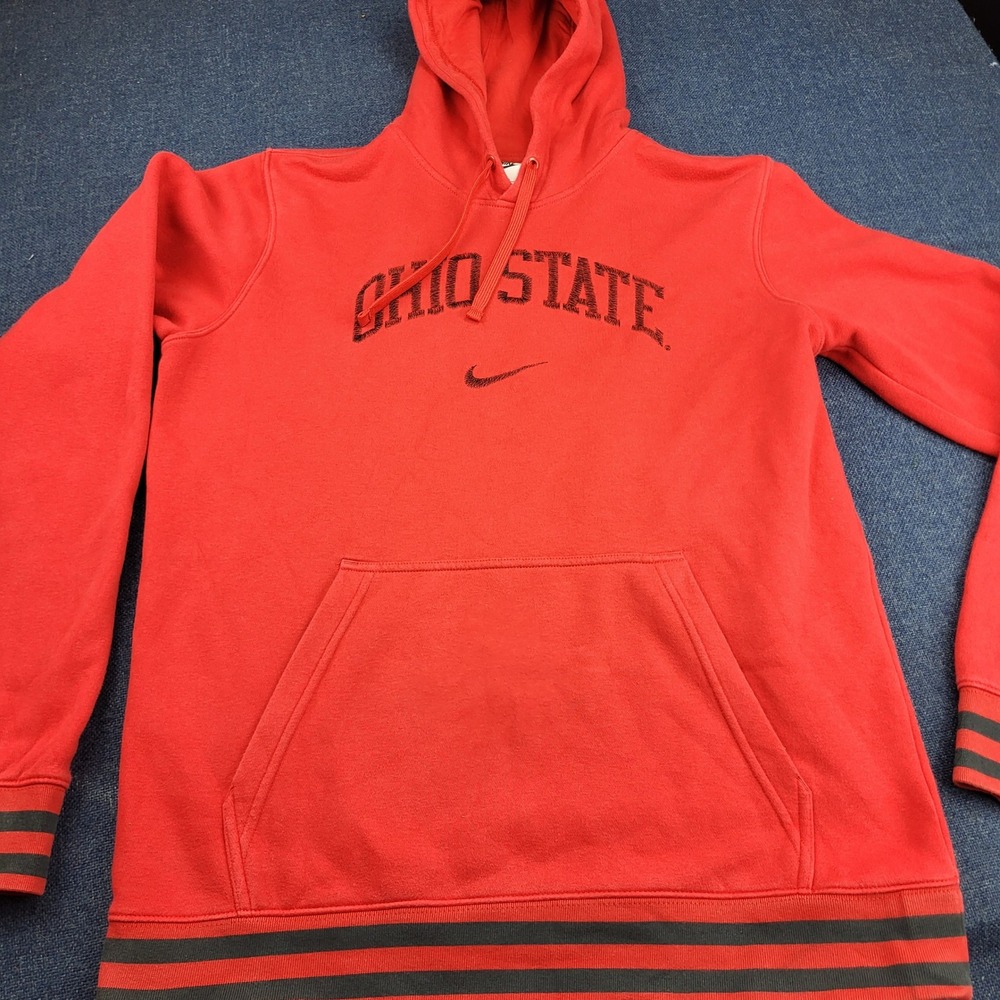 Nike Ohio State Buckeyes Hoodie Mens Medium Red Embroidered Pullover Sweatshirt
